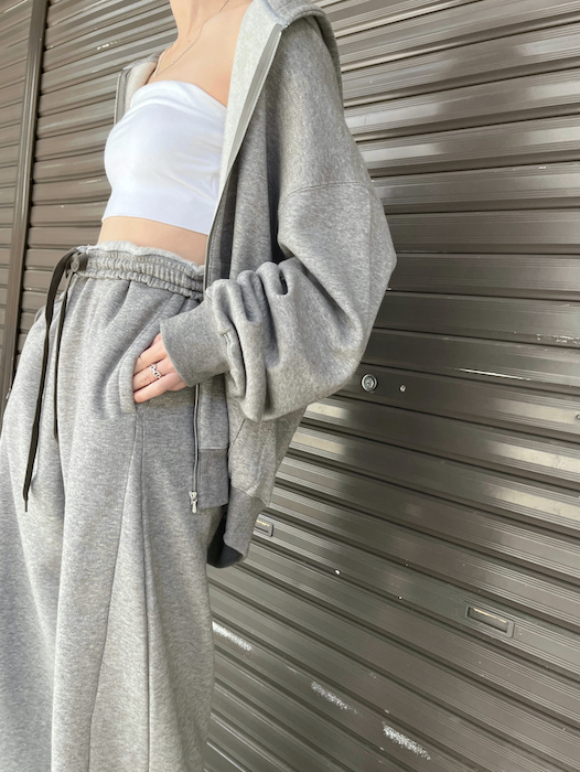 YAK/COTTON SWEAT ZIP HOODY -TOP GREY- 【ssstein】ST.1287 | online