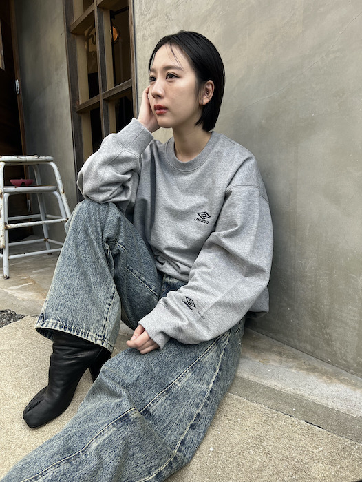 HIGH GAUGE COTTON SWEAT LS -GREY- 【 ssstein × UMBRO】 Capsule
